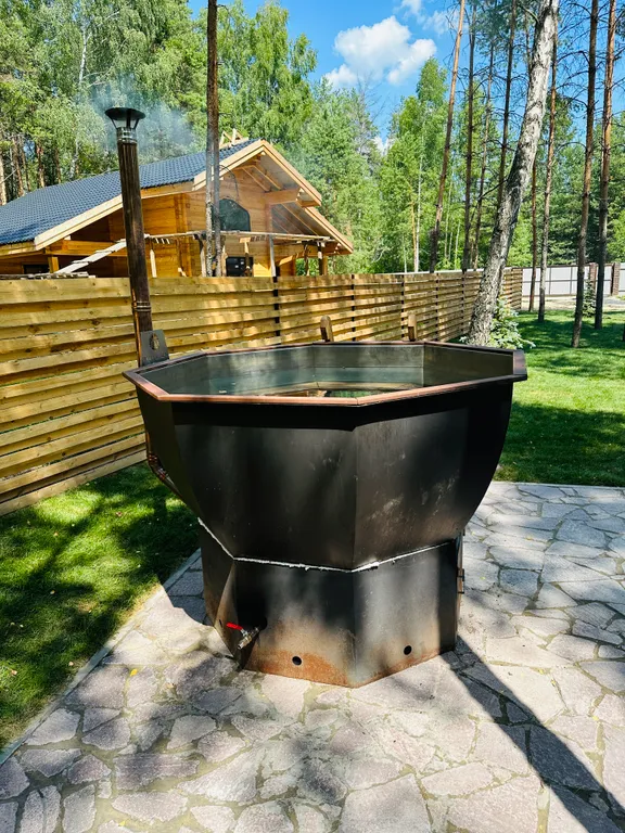 Дом и баня на дровах в сосновом лесу