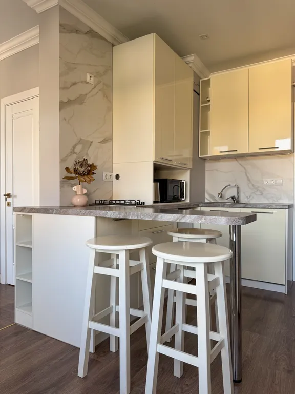 Квартира-студия с балконом у реки