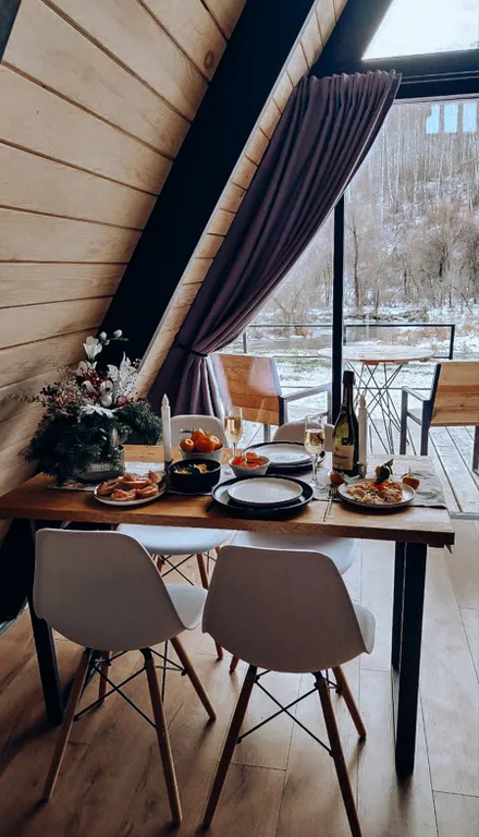 Глэмпинг, двуэтажный а-фрейм с террасой 44м2+14м2