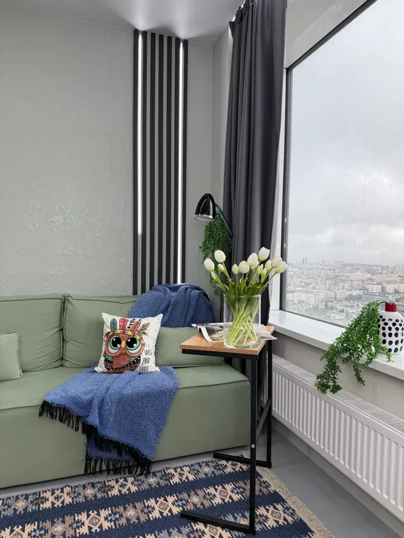 Просторная студия Мятный лён на 31 этаже в шаге от Тинькофф-холл