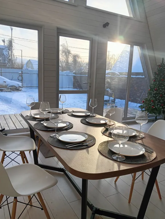 Новый дом a-frame с баней на дровах