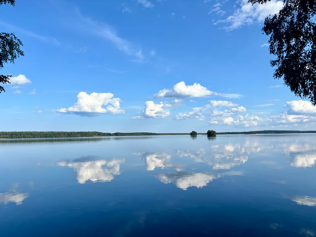 Домик с панорамным окном рядом с озером и видом на лес