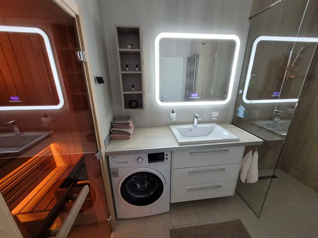 Апартаменты Охтапартлюкс с сауной и камином с 1 спальней и террасой