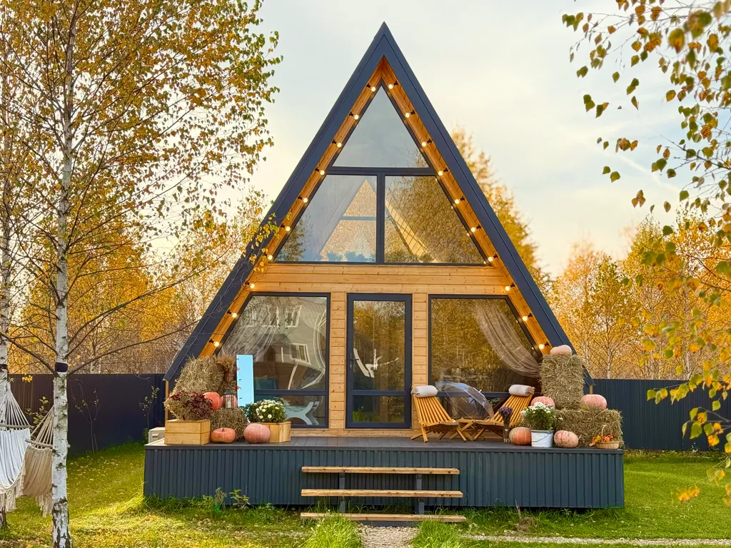 Коттедж Aframe, 2ух этажный дом, глэмпинг — Казань