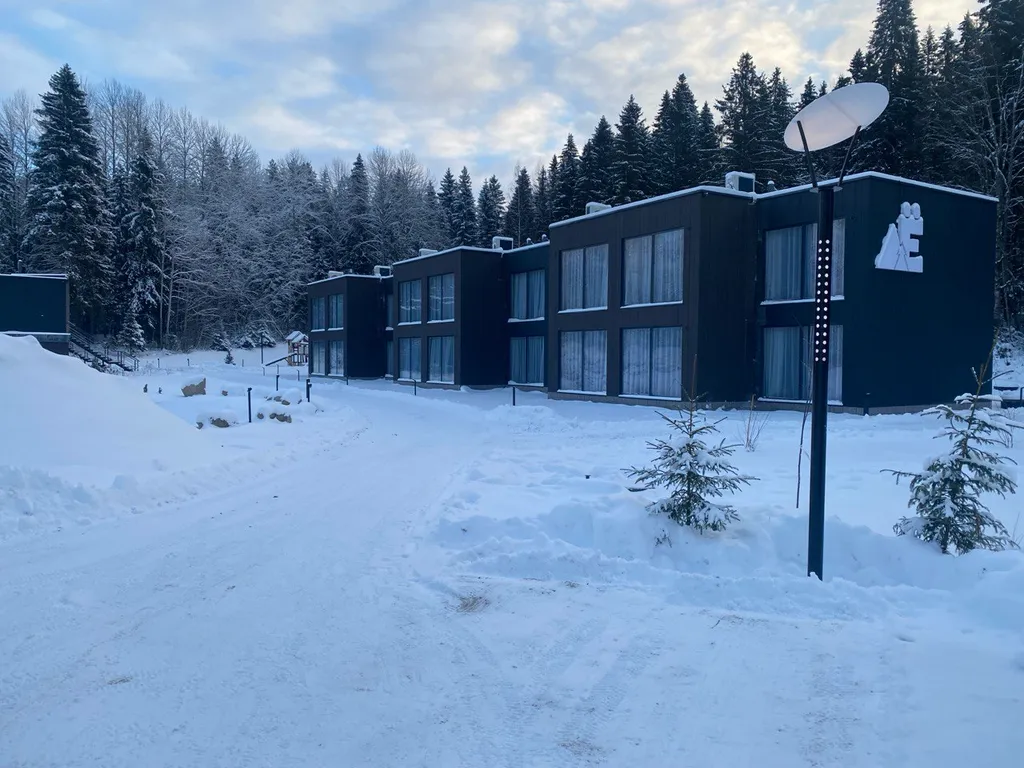 Номер с видом на тихое лесное озеро, лес и гору