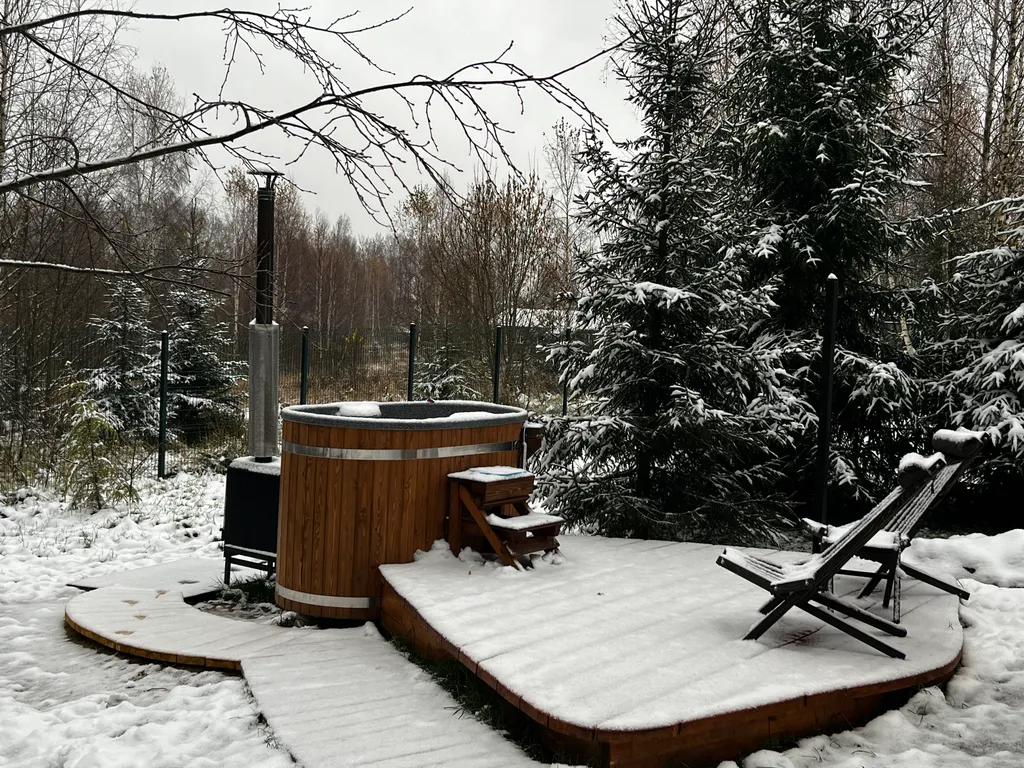 Дом Немо с уличной купелью  в лесу