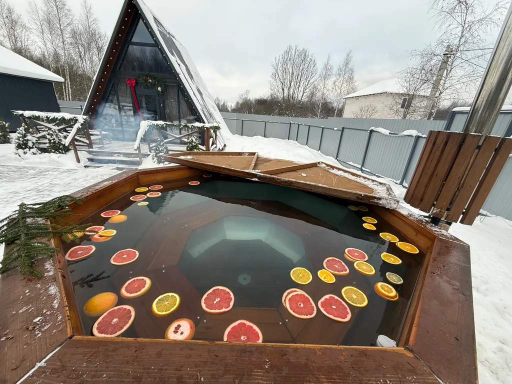 Домик А-фрейм с баней и сибирским чаном