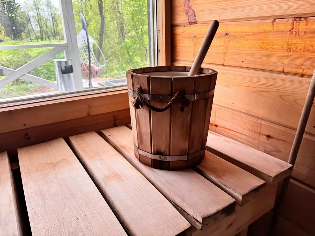 Спа домик с баней и чаном в скандинавском стиле