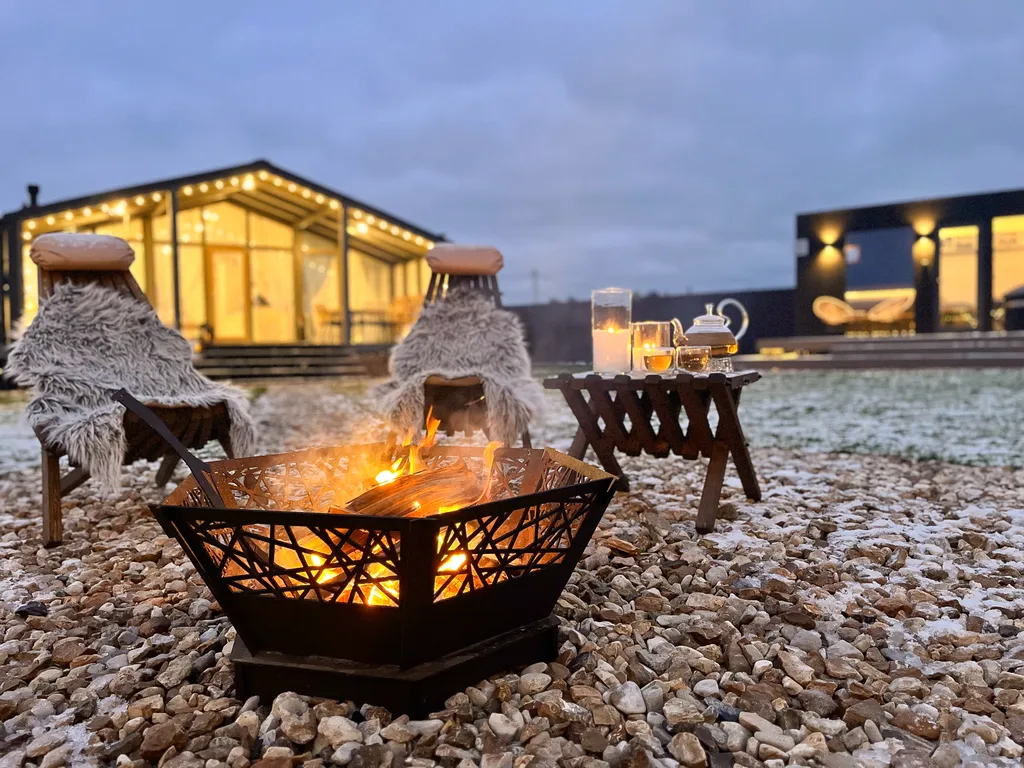 Панорамный барн в стиле Дубльдом с баней и чаном