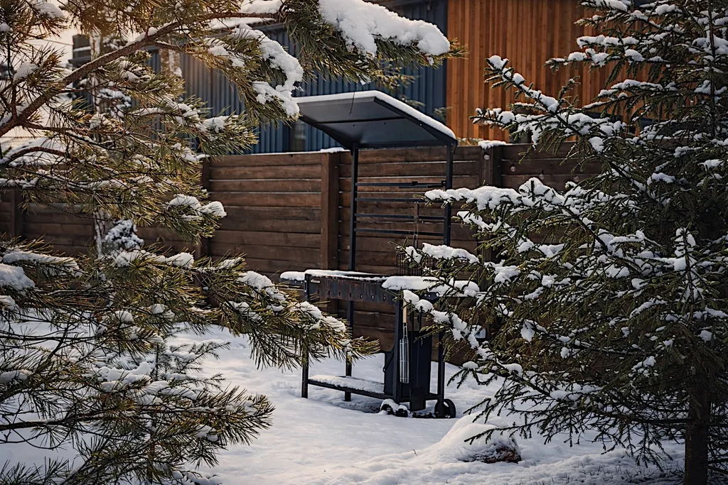 Дом около леса с чаном