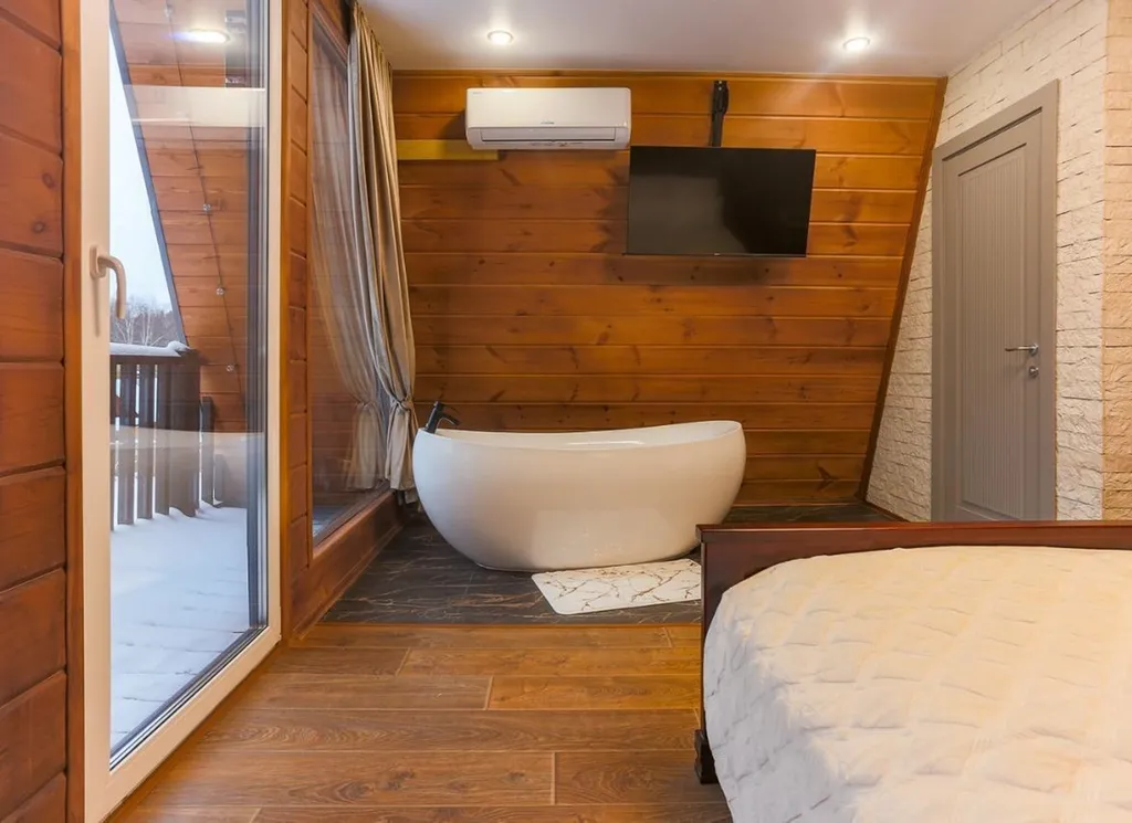 Большой дом a-frame в-небо с бассейном