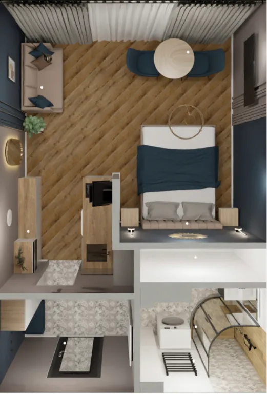 Студия с дизайнерским ремонтом и видом на город