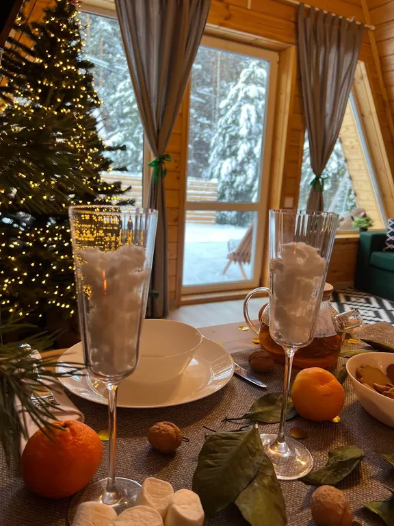 Уютный треугольный дом в окружении леса