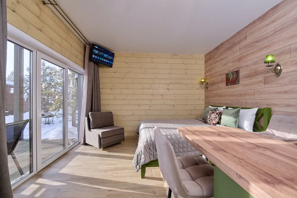 Шале для двоих, пешая доступность горнолыжных трасс