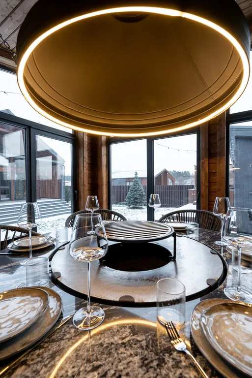 Теплый панорамный дом с русской баней и купелью