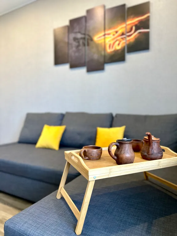 Студия с дизайнерским ремонтом и видом на канал Москвы реки