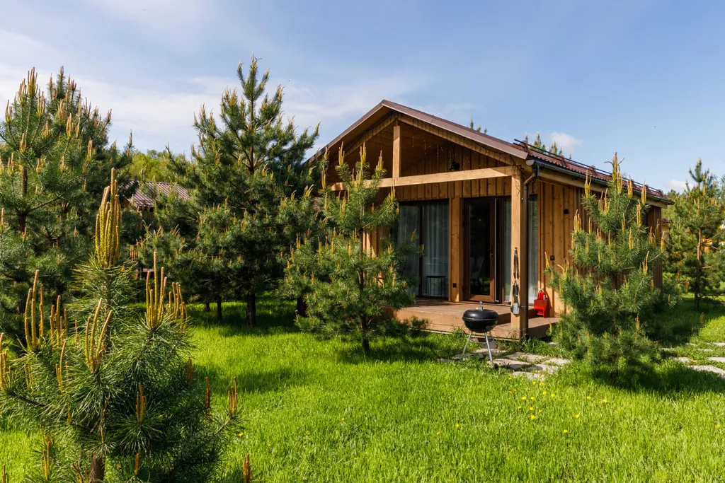 Коттедж 42 метра в лесу у пруда