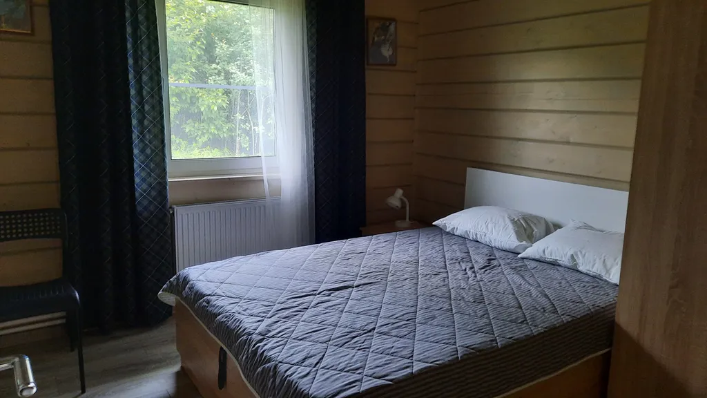 Дом на берегу озера у леса