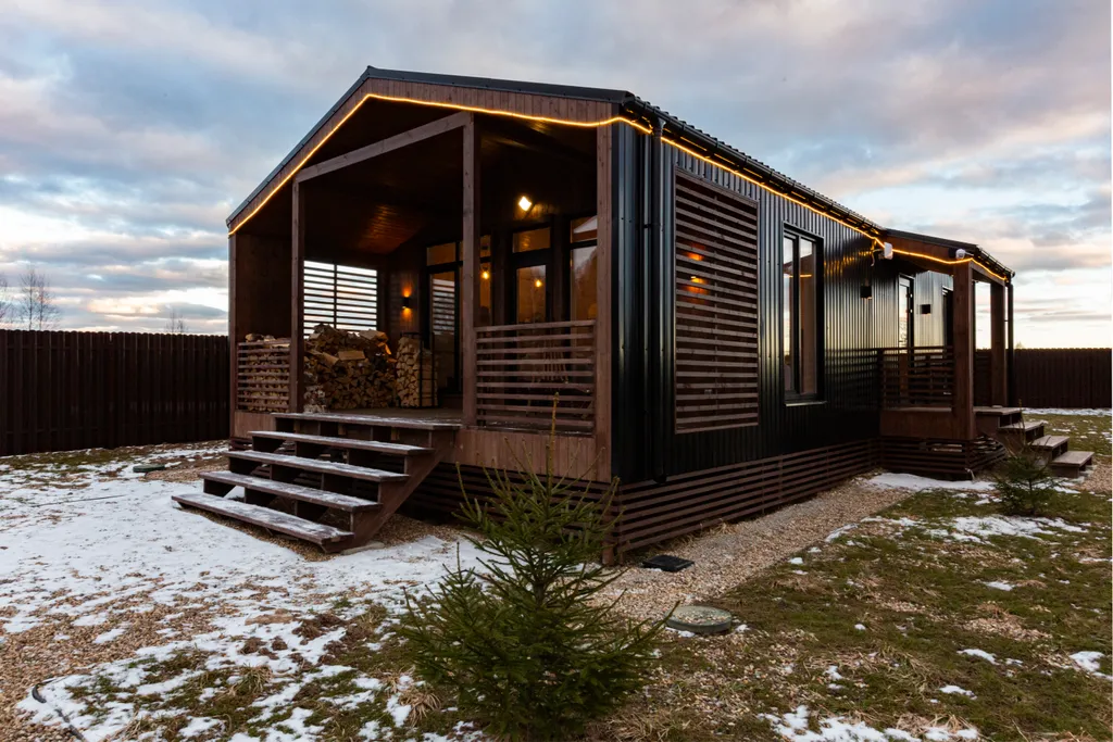 Новый стильный барнхаус с видом на лес