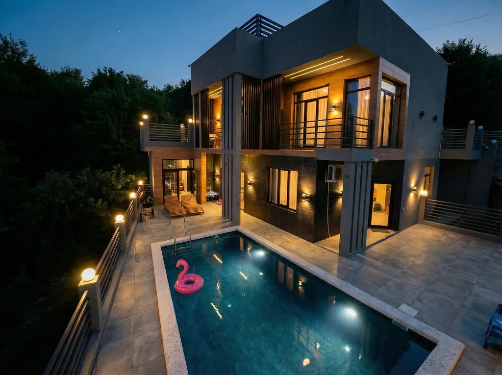 Трехэтажный коттедж с баней и бассейном — аренда посуточно в Веселое