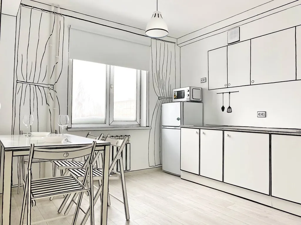 Квартира в стиле 2D рисунок на выезде в Военный городок