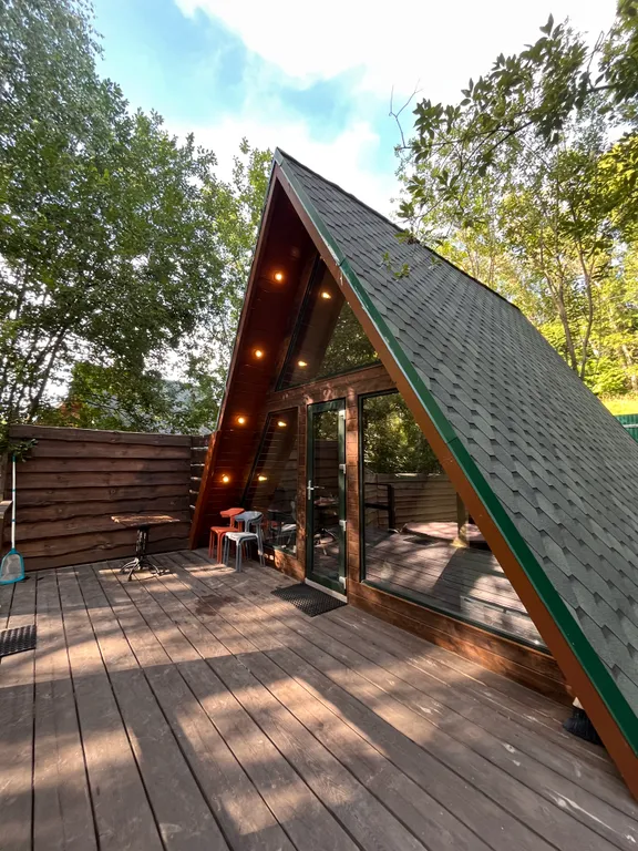 Треугольный домик Авро с баней и чаном в Чкалов Дача