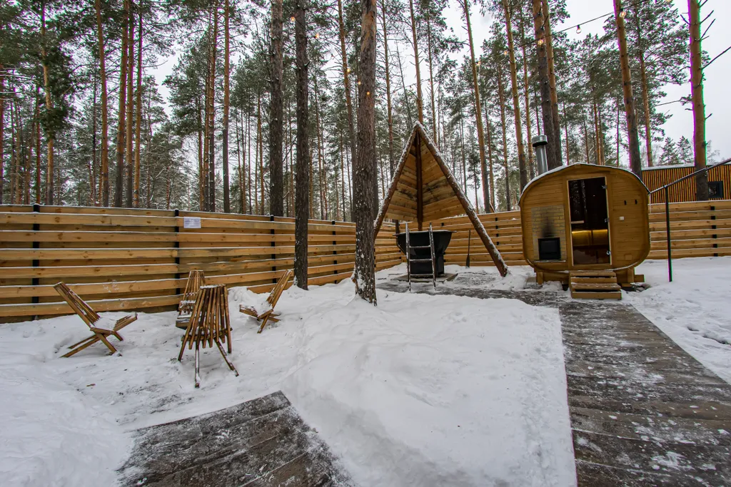 Вилла в сосновом лесу с чаном и баней