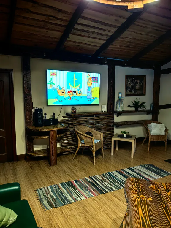 Атмосферный коттедж с дровяной баней и большим бассейном