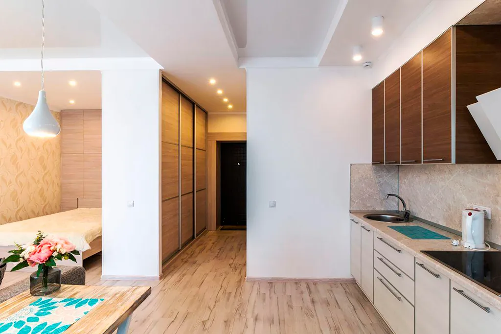 Студия в центре города, зеленый остров