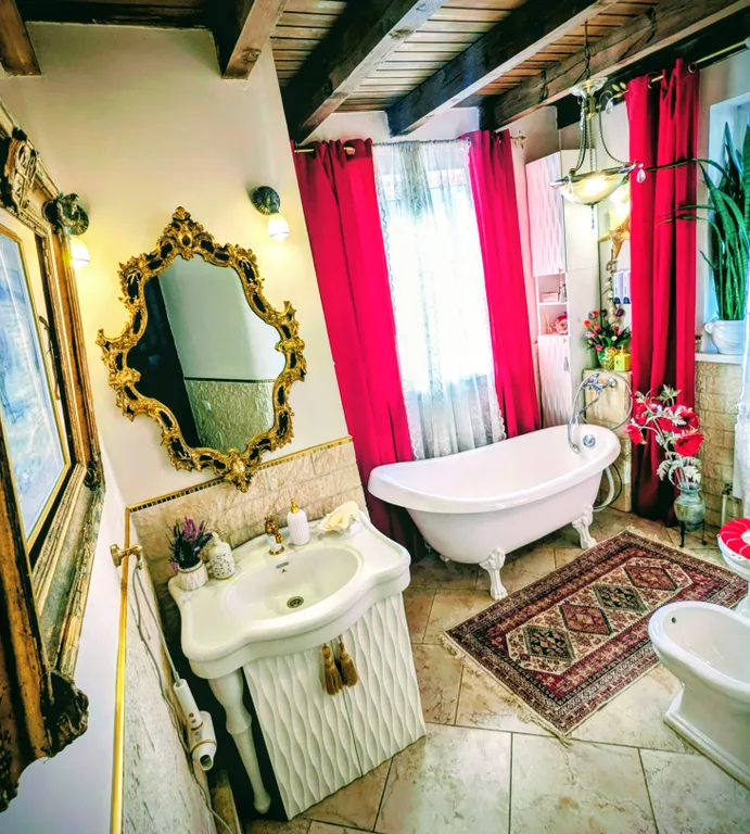 Большой красивый дом с камином в лесу