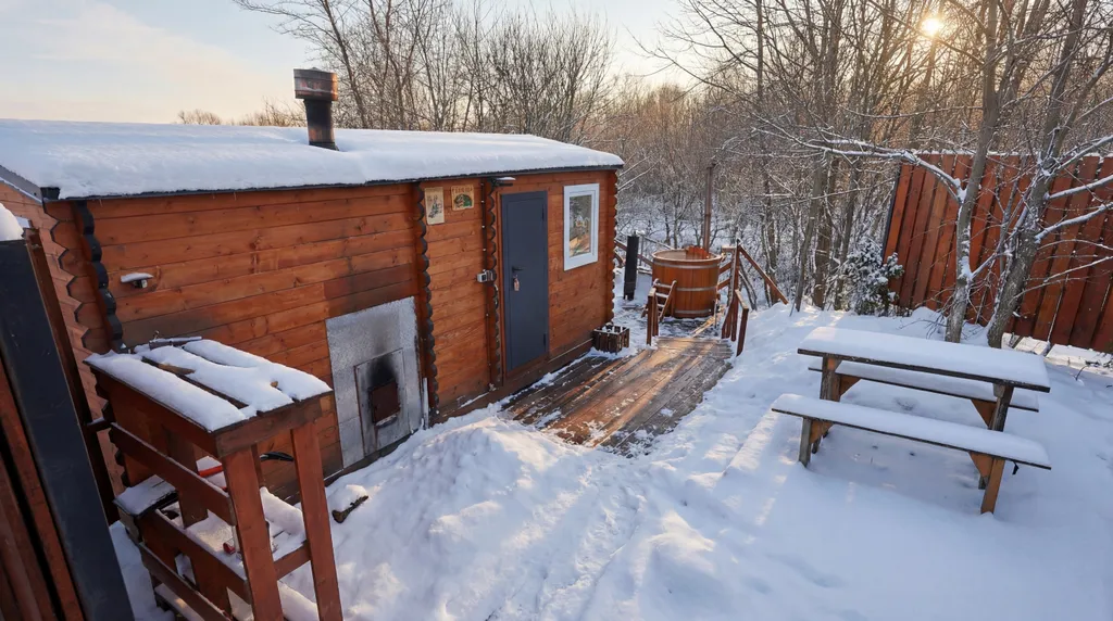 Современный двухэтажный дом из натурального дерева, с большими окнами