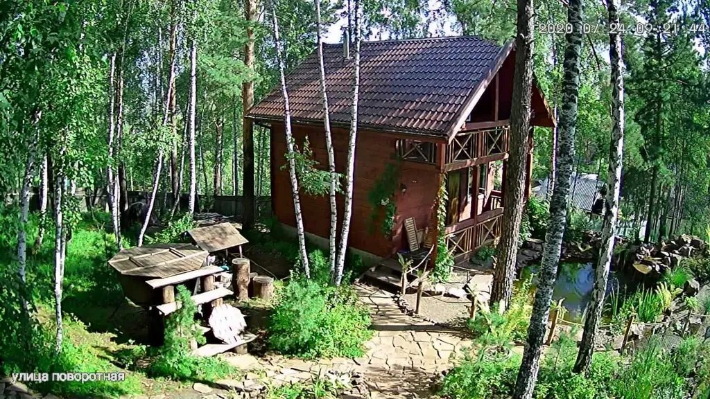 Дом с прудом в лесу, баня банный чан