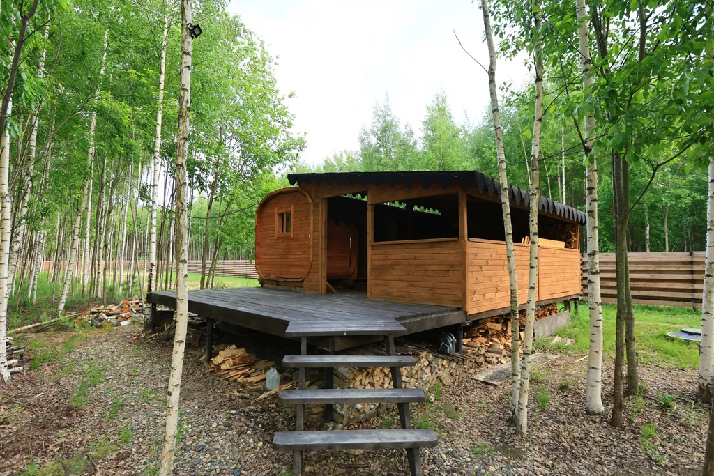 Уютные дома из дерева на берегу Волги