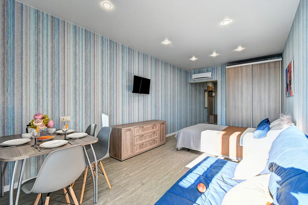 Квартира Квартира Уютная студия  с видом на море, балконом, бассейном на территории ЖК — Адлер