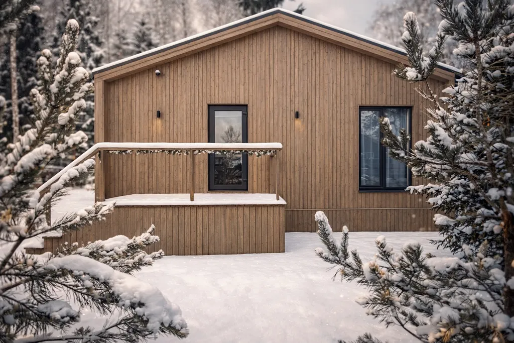 Дом около леса с чаном