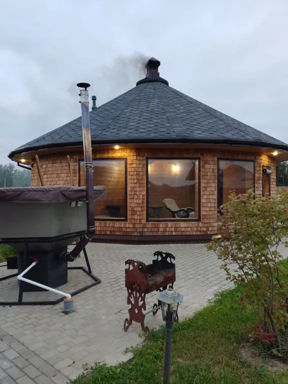 Купольная баня на дровах