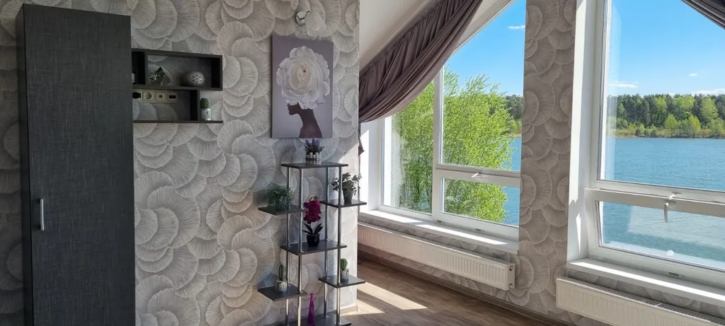 Дом Мечта на берегу на озере с собственным пляжем и сауной в доме