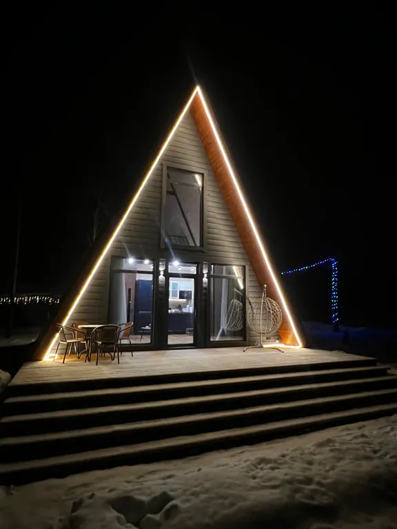 Чудесный домик A-frame с сауной Оливка