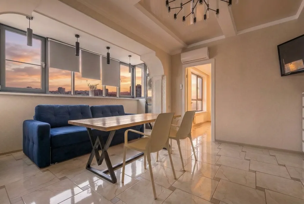 Яркие апартаменты с видом на закат и умной колонкой Алиса