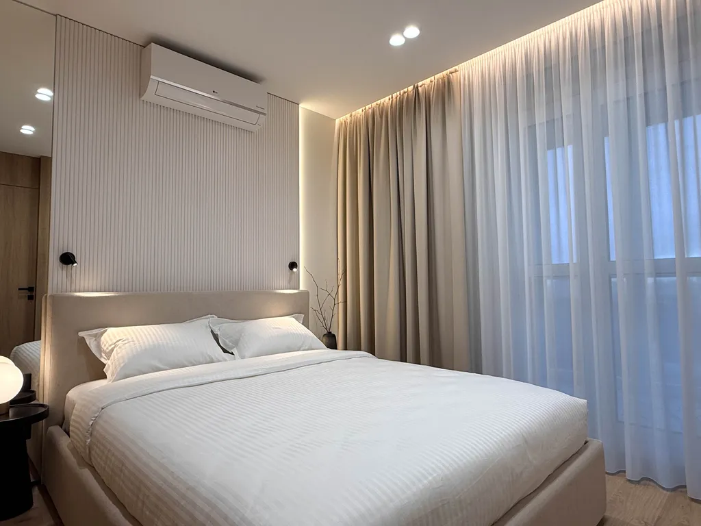 Стильная квартира в стиле Japanди возле парка, паркинг, метро, Netflix