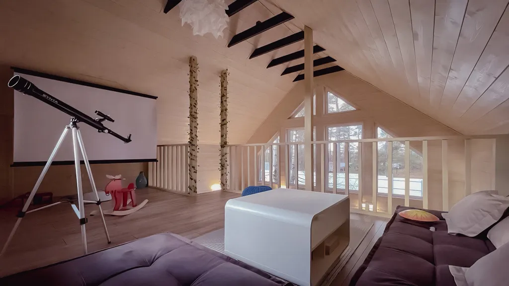 Коттедж Дом с панорамными окнами в сосновом лесу с банным чаном и проектором — Первая Алексеевка