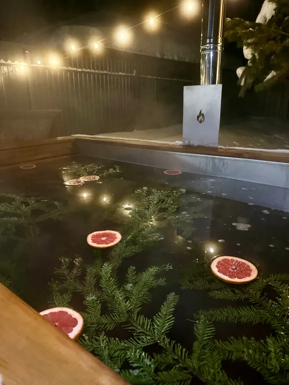 Уютный дом с чаном на опушке леса