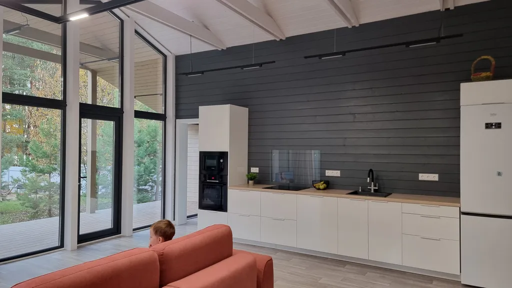 Коттедж Стильный барнхаус с горячей купелью фурако с видом на воду — Можайск