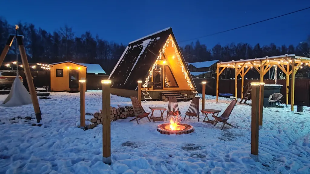 Дом А-фрейм с банным чаном