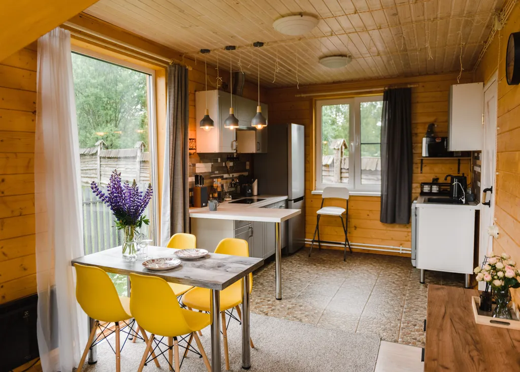 Коттедж с сауной для семейного отдыха в стиле барнхаус