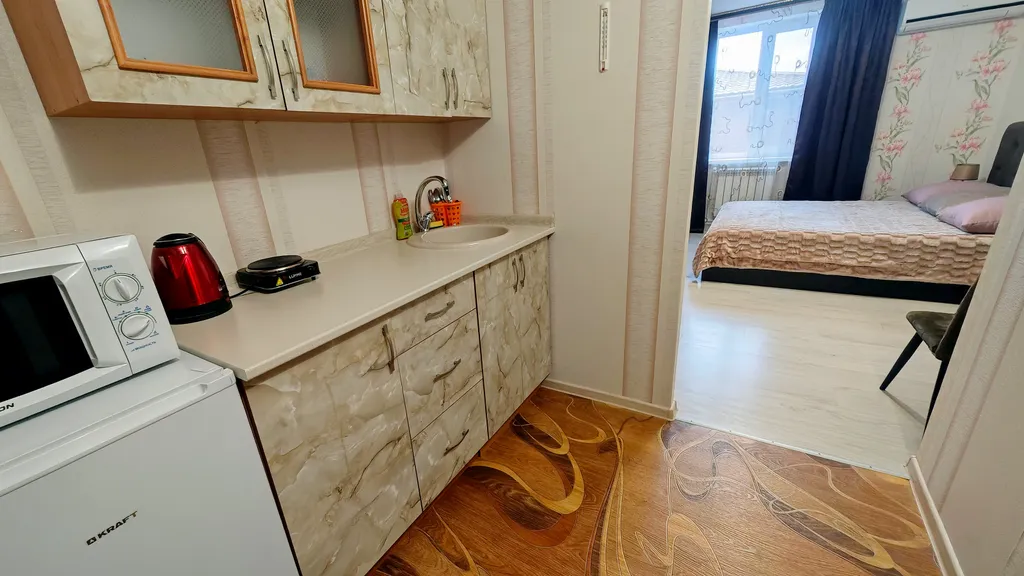 Каштановая студия улучшенная с кондиционером, кухней и ванной комнатой