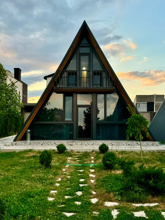 Eco Villa - А фрейм с бассейном и барбекю зоной