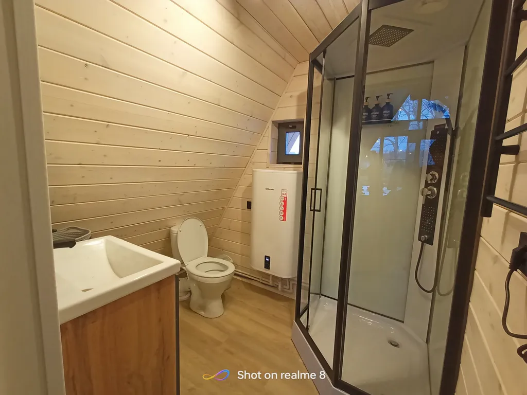 Домик А-фрейм с баней и купелью