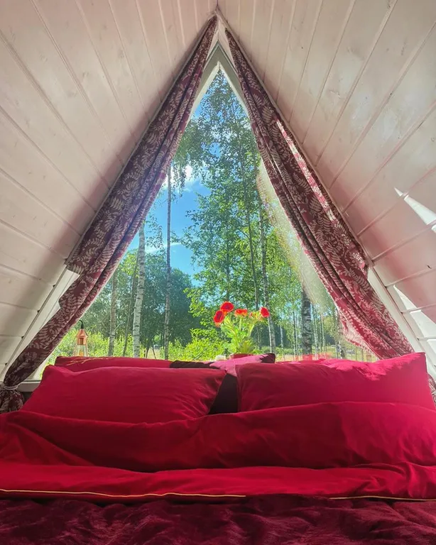 Коттедж Aframe домик рубин c ванной с видом на лес — Тосно