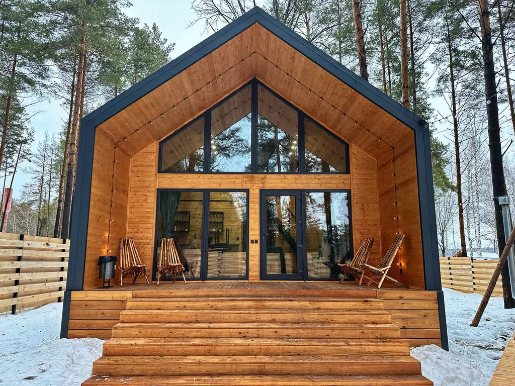 Барн-хаус 1 с чаном и сауной в сосновом лесу